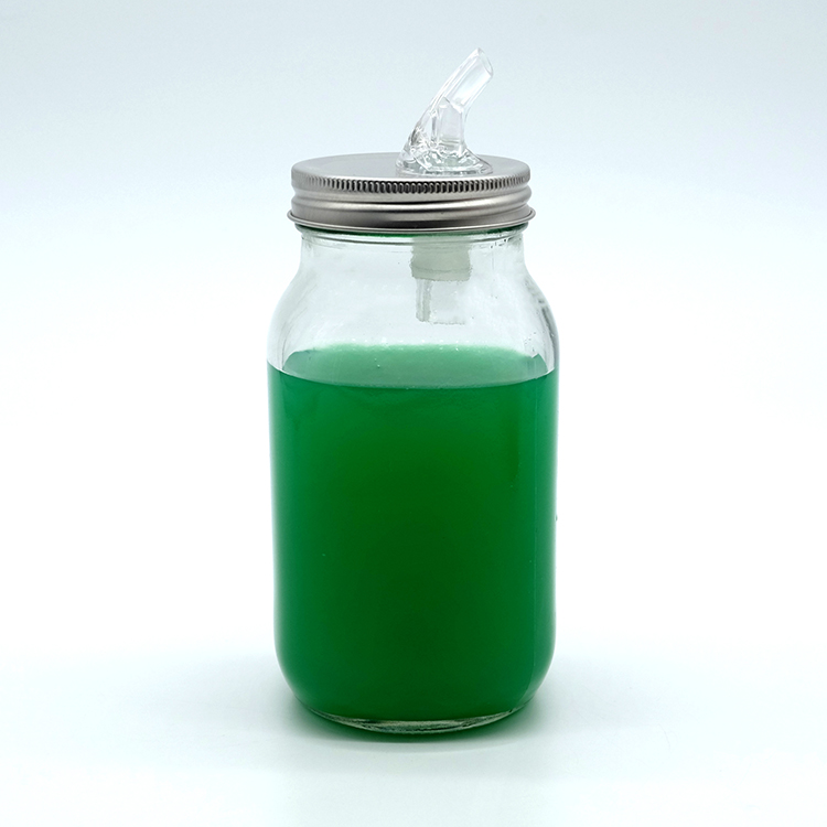 Good Quality Glass 500ML Glass Jar with Metal 70mm Spout Lid Hot Fashion Clear Round Jar with Acrylic Pourer