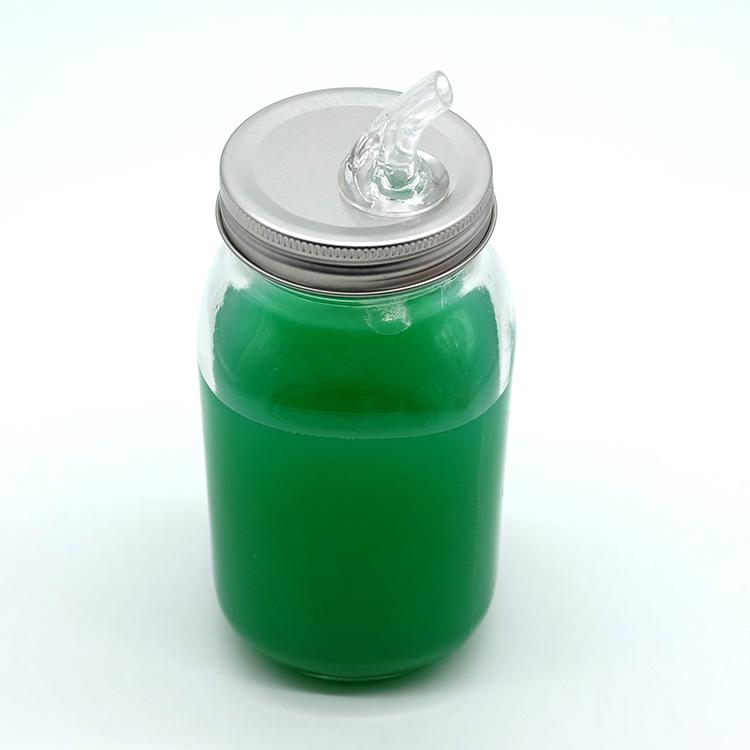 Good Quality Glass 500ML Glass Jar with Metal 70mm Spout Lid Hot Fashion Clear Round Jar with Acrylic Pourer