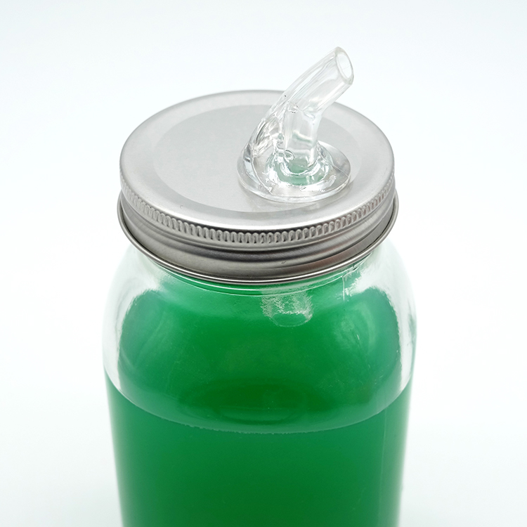 Good Quality Glass 500ML Glass Jar with Metal 70mm Spout Lid Hot Fashion Clear Round Jar with Acrylic Pourer