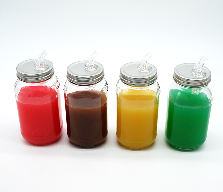 Good Quality Glass 500ML Glass Jar with Metal 70mm Spout Lid Hot Fashion Clear Round Jar with Acrylic Pourer