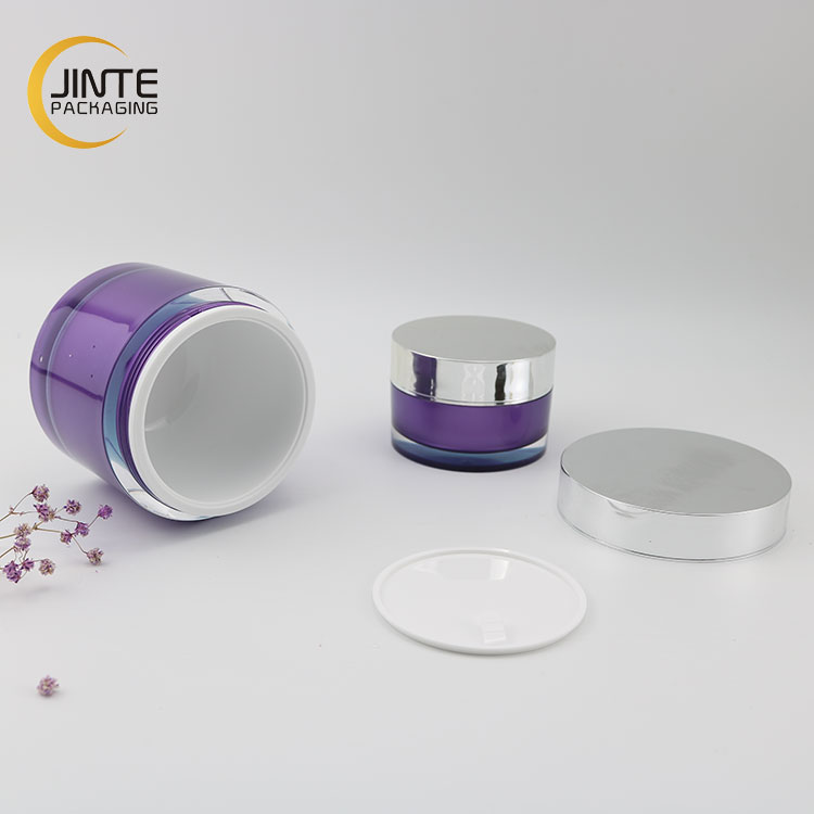 Good Quality Luxury Acrylic Double Wall Jar 6oz 200ml Custom Purple Color For Facial Masque