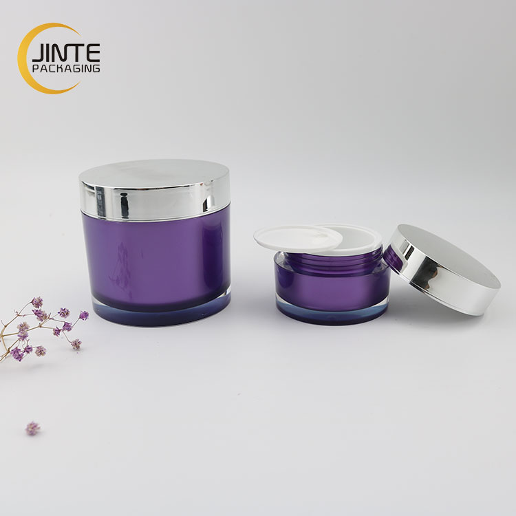 Good Quality Luxury Acrylic Double Wall Jar 6oz 200ml Custom Purple Color For Facial Masque