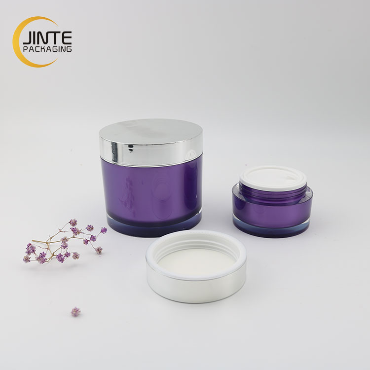 Good Quality Luxury Acrylic Double Wall Jar 6oz 200ml Custom Purple Color For Facial Masque