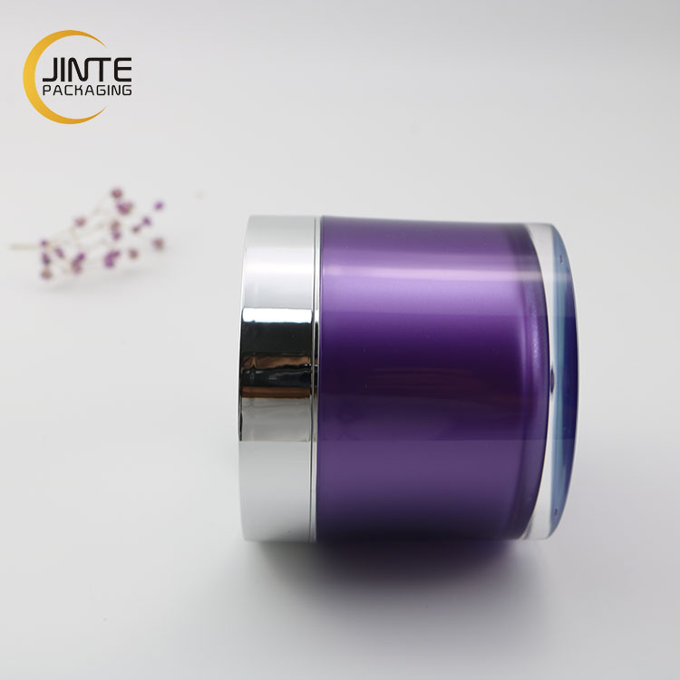 Good Quality Luxury Acrylic Double Wall Jar 6oz 200ml Custom Purple Color For Facial Masque