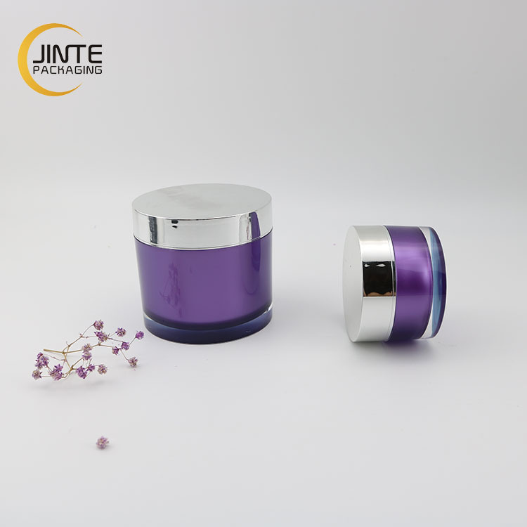 Good Quality Luxury Acrylic Double Wall Jar 6oz 200ml Custom Purple Color For Facial Masque