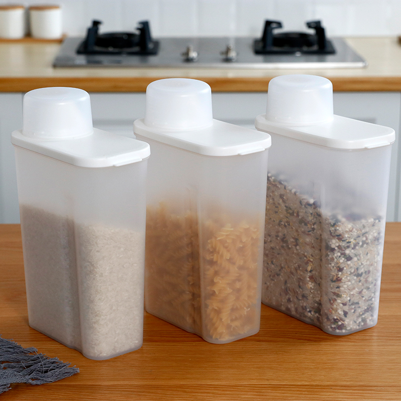 Good Quality Plastic Grain Jar Frosted Food Storage Container 1.55L With Measuring Cup