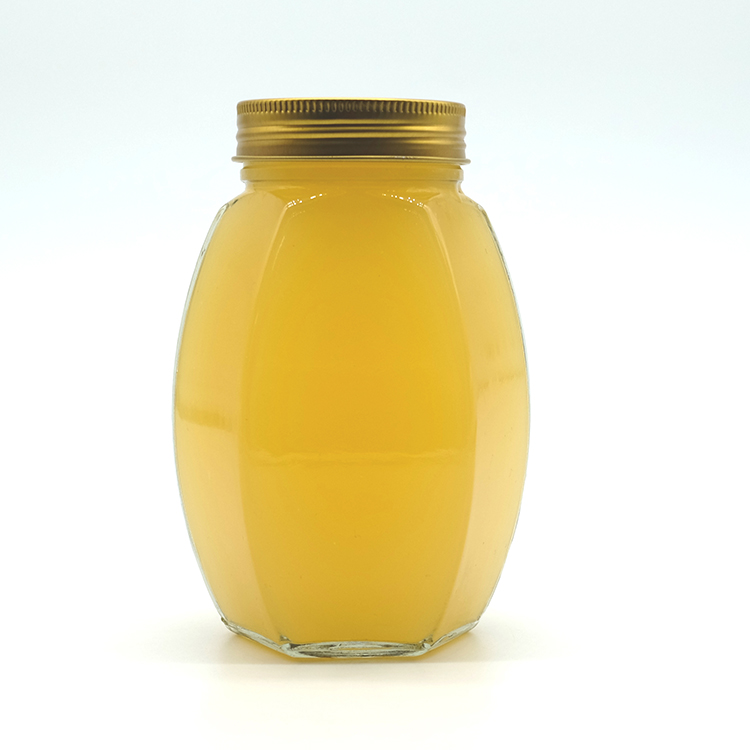 Good Quality Polygonal 1000g Honey Glass Jar with Golden Lid Hermetic 500g Honey Jar Fashion Bee Honey Jar