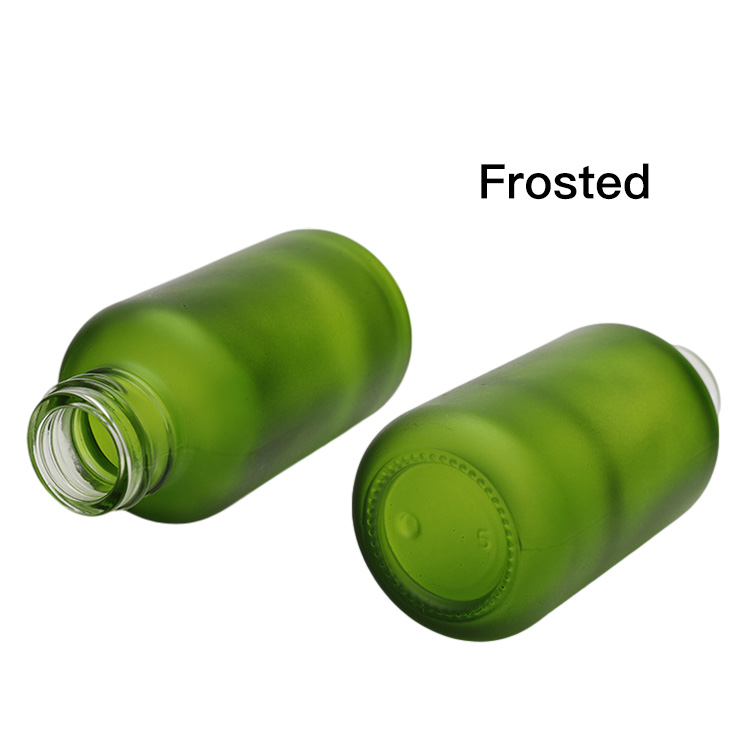 Good Quality Serum Bottle Frosted Pump Spray Green Glass Serum Pump Bottle For Cosmetic Lotion Essence Oil Container