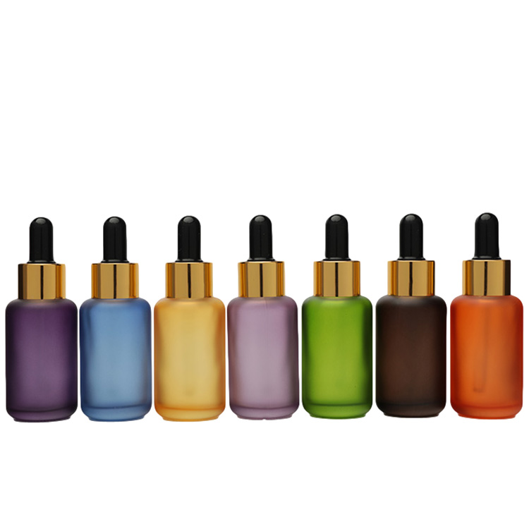 Good Quality Serum Bottle Frosted Pump Spray Green Glass Serum Pump Bottle For Cosmetic Lotion Essence Oil Container