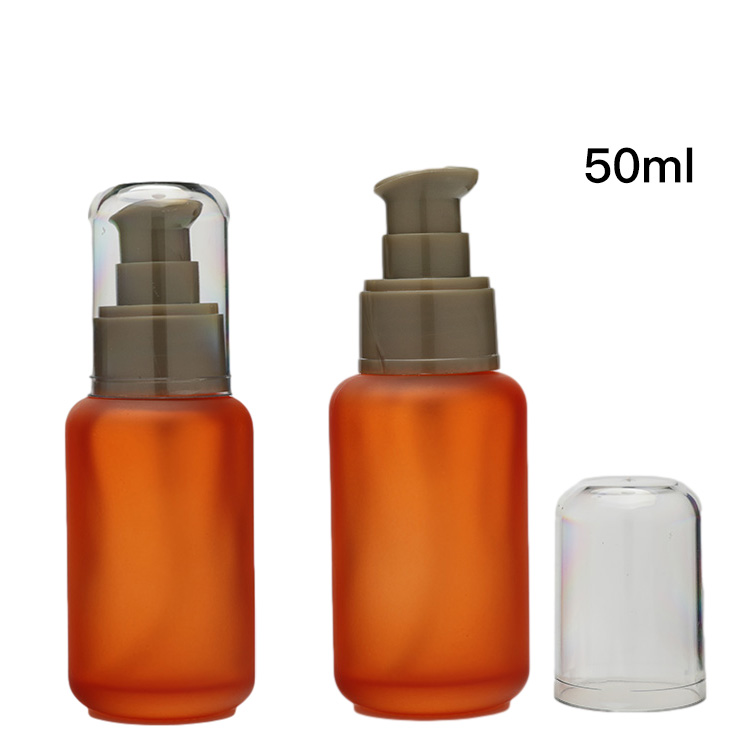 Good Quality Serum Bottle Frosted Pump Spray Green Glass Serum Pump Bottle For Cosmetic Lotion Essence Oil Container