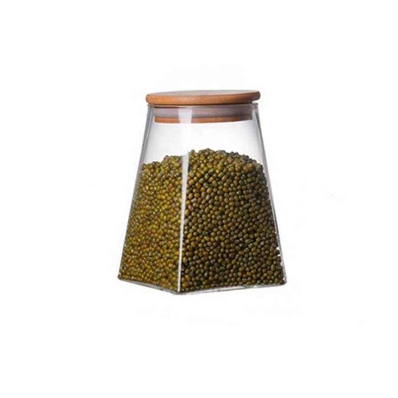 Good Quality Transparent Lead Free Storage Container With Sealed Bamboo Lid Glass Jar