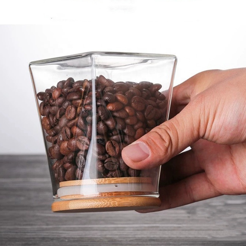 Good Quality Transparent Lead Free Storage Container With Sealed Bamboo Lid Glass Jar