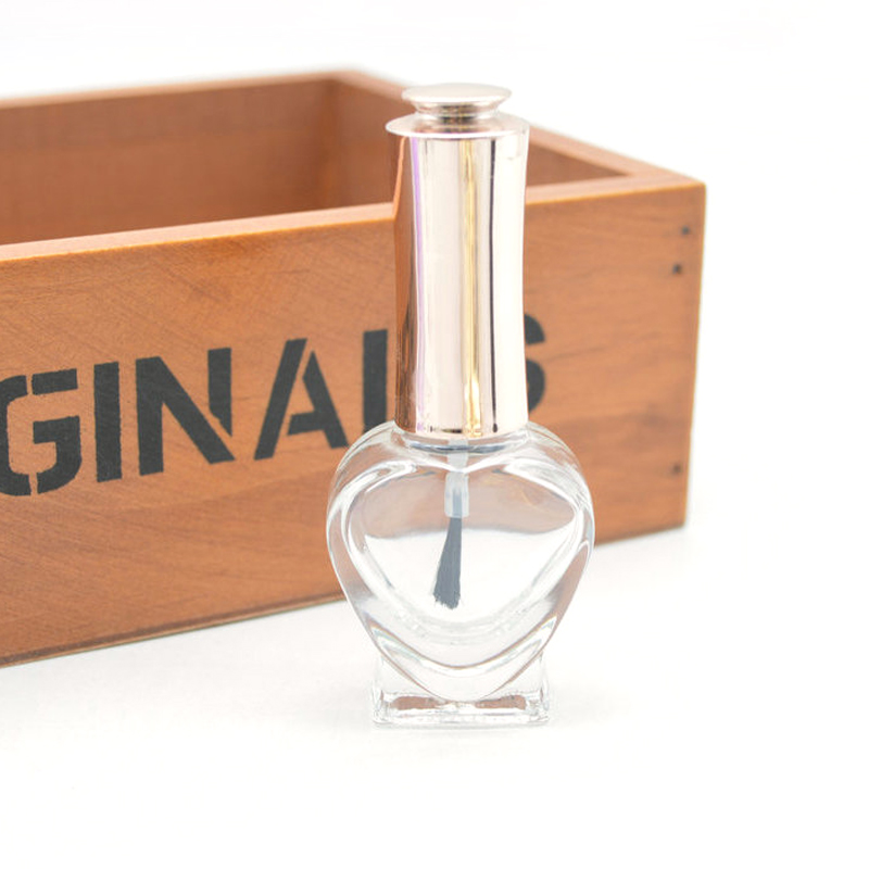 Good Quality Wholesale Heart Shape Empty UV Gel Clear Nail Polish Glass Bottle