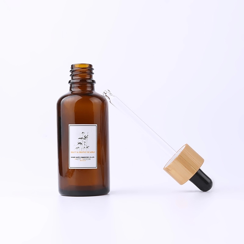 Good Quality brown glass bottle cosmetics empty lotion bottles set bamboo cosmetic packaging bottle