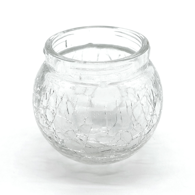 Good Sales Sphere Shape Glass Jar with Fissures New Fashion 70ml Round Jar with Electric Light Sphere Glass Jar for Plant
