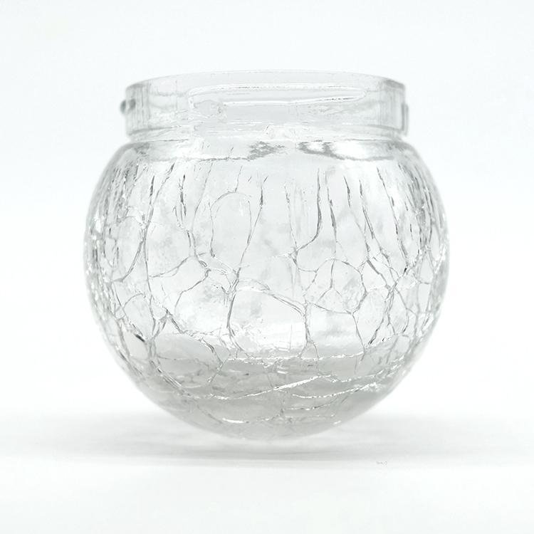 Good Sales Sphere Shape Glass Jar with Fissures New Fashion 70ml Round Jar with Electric Light Sphere Glass Jar for Plant