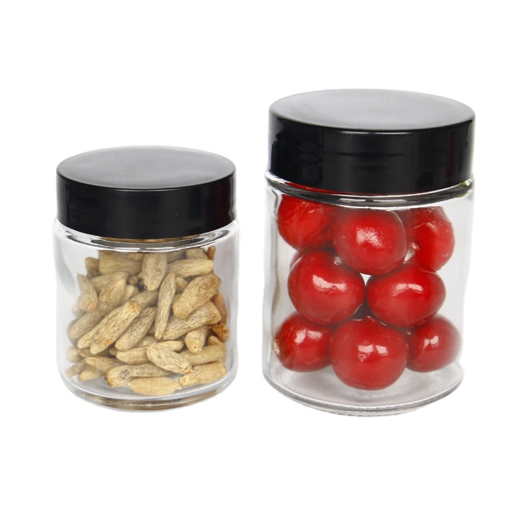 Good Seal 240ml 300ml 500ml Cylinder Glass Storage Jar With Plastic Lid