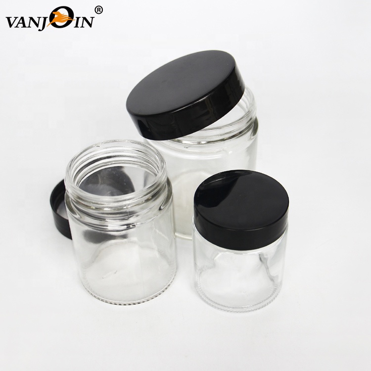Good Seal 240ml 300ml 500ml Cylinder Glass Storage Jar With Plastic Lid