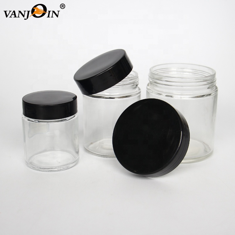 Good Seal 240ml 300ml 500ml Cylinder Glass Storage Jar With Plastic Lid
