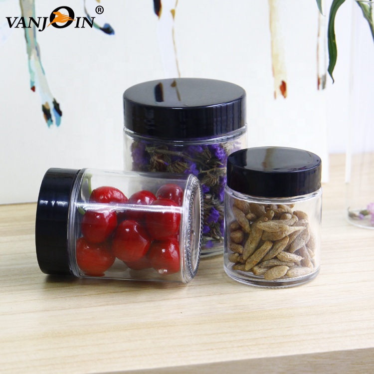 Good Seal 240ml 300ml 500ml Cylinder Glass Storage Jar With Plastic Lid