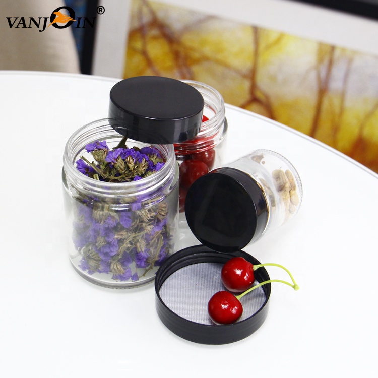 Good Seal 240ml 300ml 500ml Cylinder Glass Storage Jar With Plastic Lid