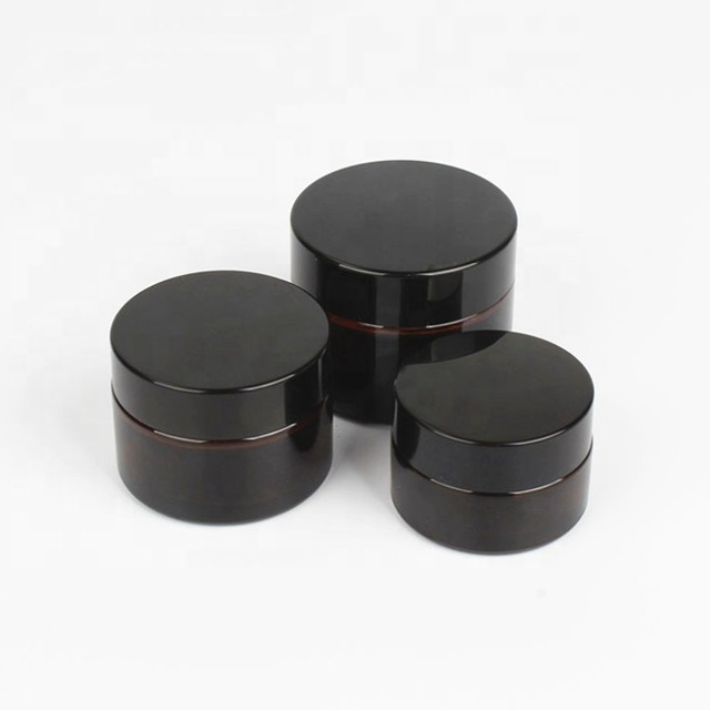 Good quality 20g 30g 50g Empty Amber Blue Matte color glass cream jar 5g 10g 15g cosmetic bottle jar with gold lid