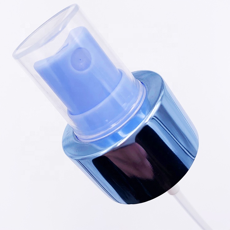 Good quality 28/410 Closure matte blue color pump metal perfume atomizer bottle