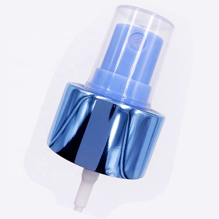 Good quality 28/410 Closure matte blue color pump metal perfume atomizer bottle
