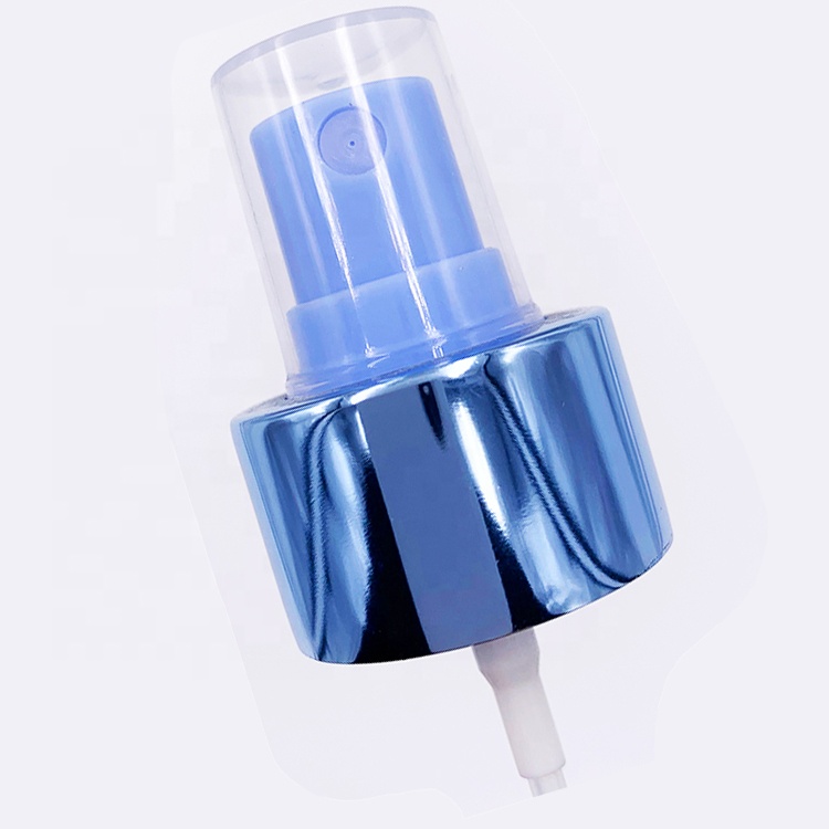 Good quality 28/410 Closure matte blue color pump metal perfume atomizer bottle