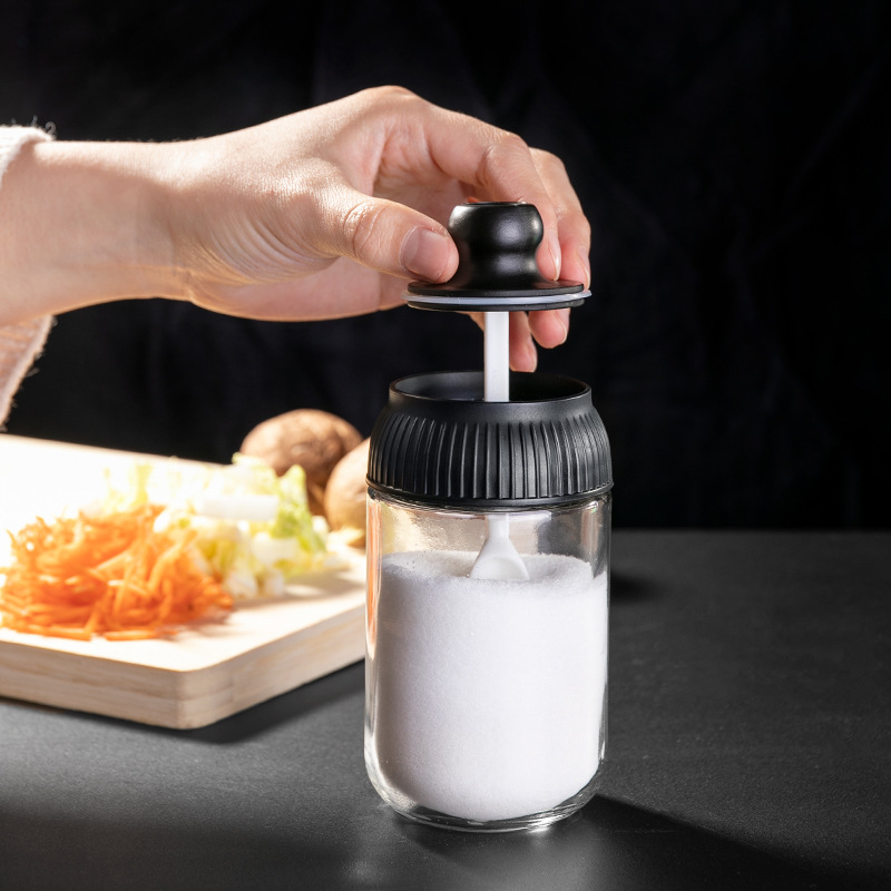 Good quality Condiment Pots Spice Jars Kitchen Cruet Bottle with Spoons Honey Pot Jar with Dropper Oil Bottle with Brush