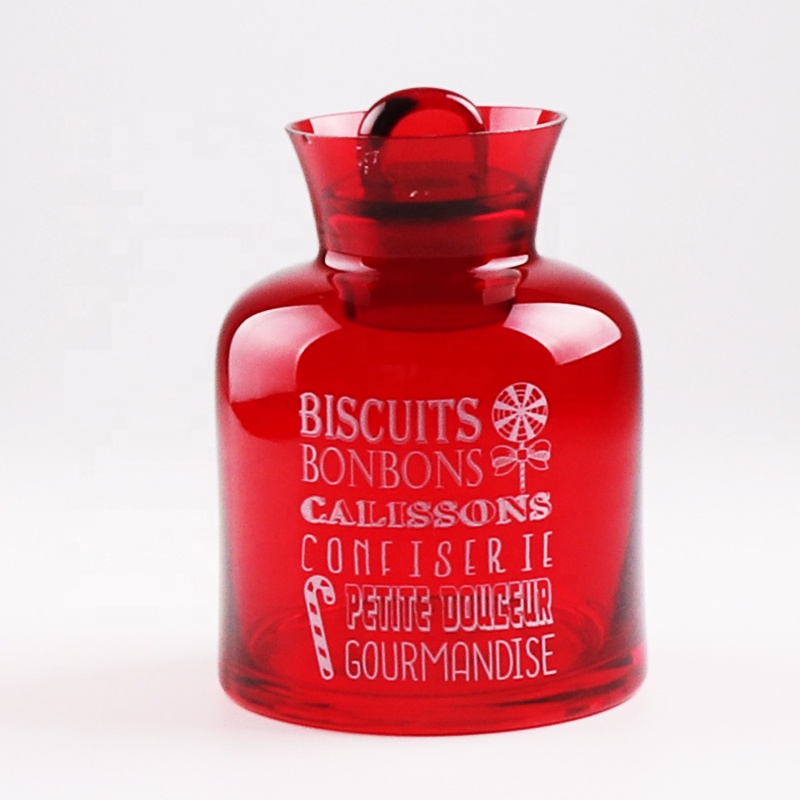 Good quality High Capacity Red Glass Candy Jar Customize Chocolate Candy Jar With Lid