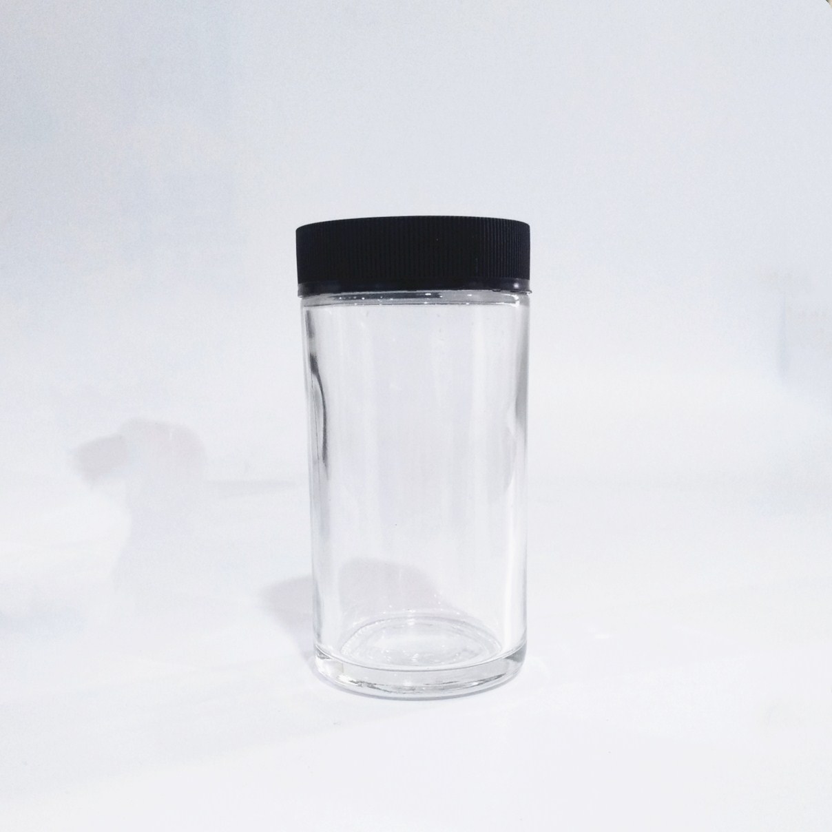 Good quality cheaper price child resistant clear glass jar with Child proof lid