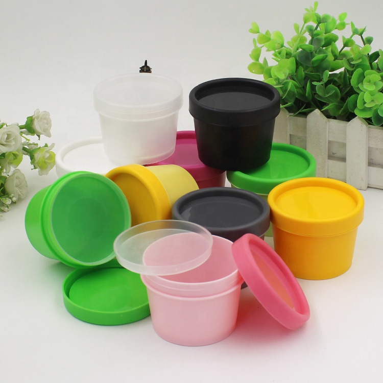 Good quality colored round pink green yellow clear empty large capacity plastic face body cream container cosmetic jar