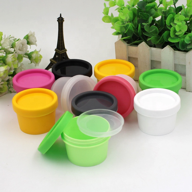 Good quality colored round pink green yellow clear empty large capacity plastic face body cream container cosmetic jar