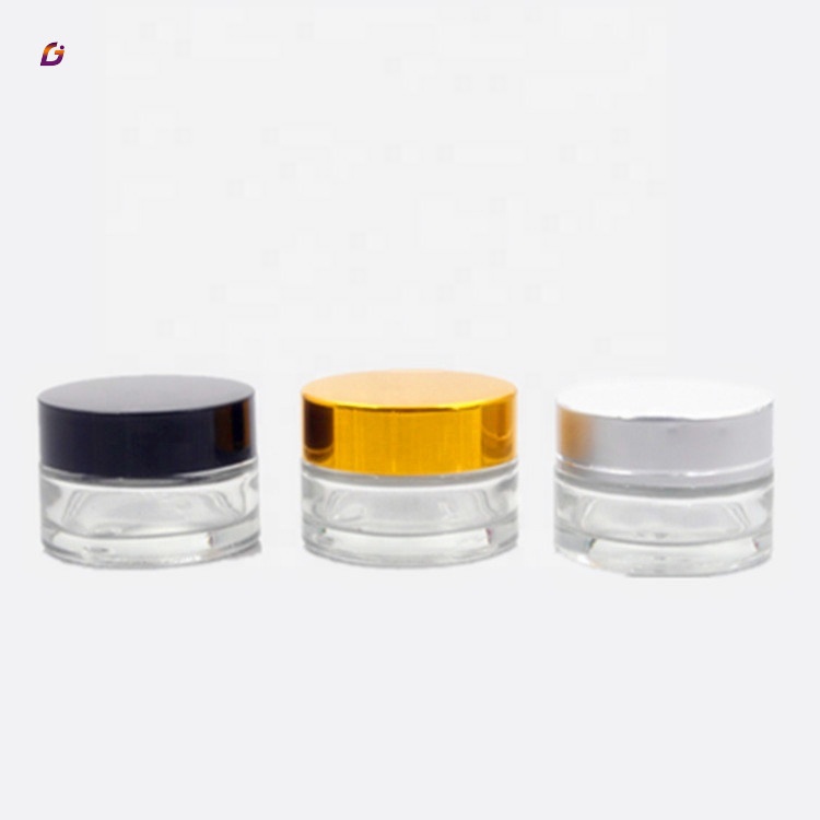 Good quality cosmetic cream glass jar luxury glass jars for cosmetics use with gold screw lid