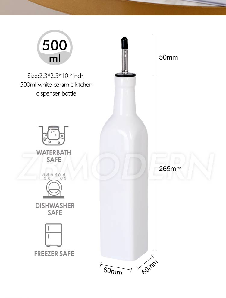 Good quality custom white ceramic cruet set kitchen porcelain vinegar oil dispenser bottle with Metal stand,Ceramic Cruet Set