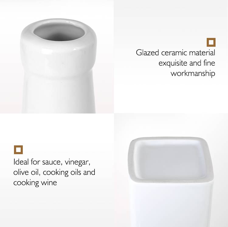 Good quality custom white ceramic cruet set kitchen porcelain vinegar oil dispenser bottle with Metal stand,Ceramic Cruet Set