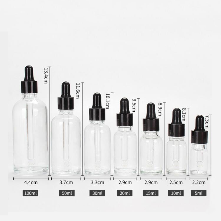 Good quality different sizes clear glass dropper bottle for essential oil