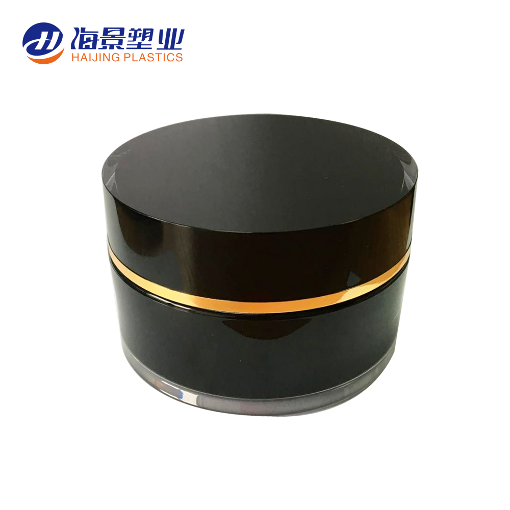 Good quality empty black color cosmetic face cream round shape 100g 200g cosmetic acrylic jar