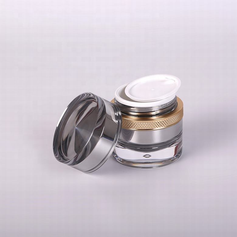 Good quality screen printing silver plastic 50g 30g high end acrylic jars