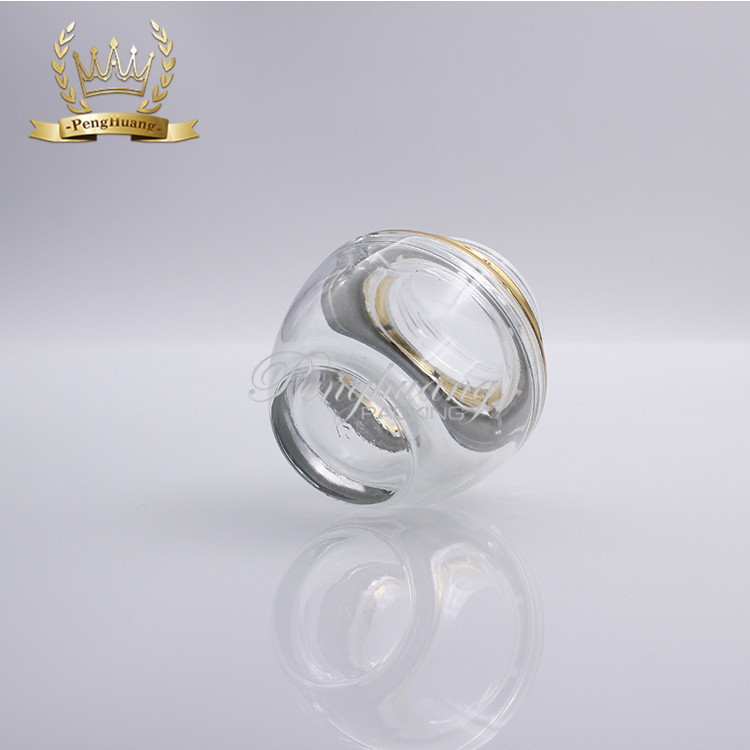 Good quality white clear glass cosmetic face cream jars 20g with golden lid
