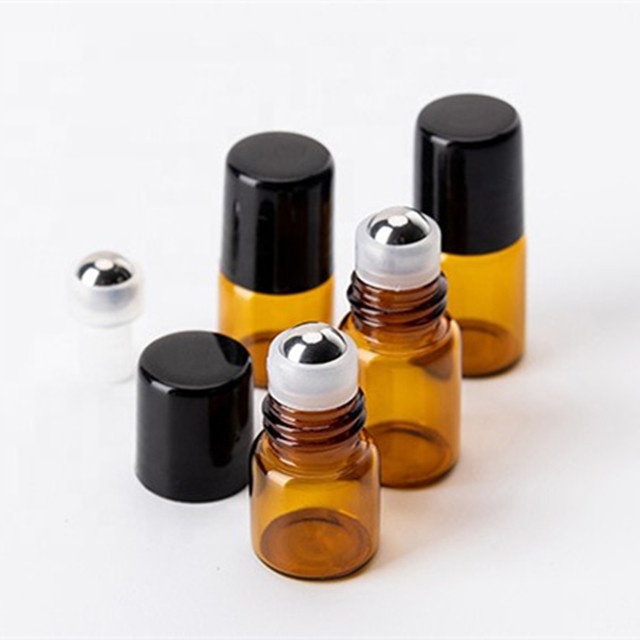 Good qualtity Small essential oil bottle blue glass roller bottles 1ml 2ml 3ml 5ml cosmetic roll on perfume bottle