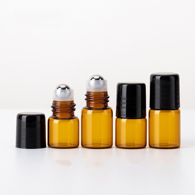 Good qualtity Small essential oil bottle blue glass roller bottles 1ml 2ml 3ml 5ml cosmetic roll on perfume bottle