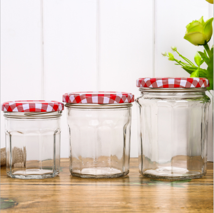 Good selling 450 ml empty airtight hermetic glass food storage jars wholesale with screw lids