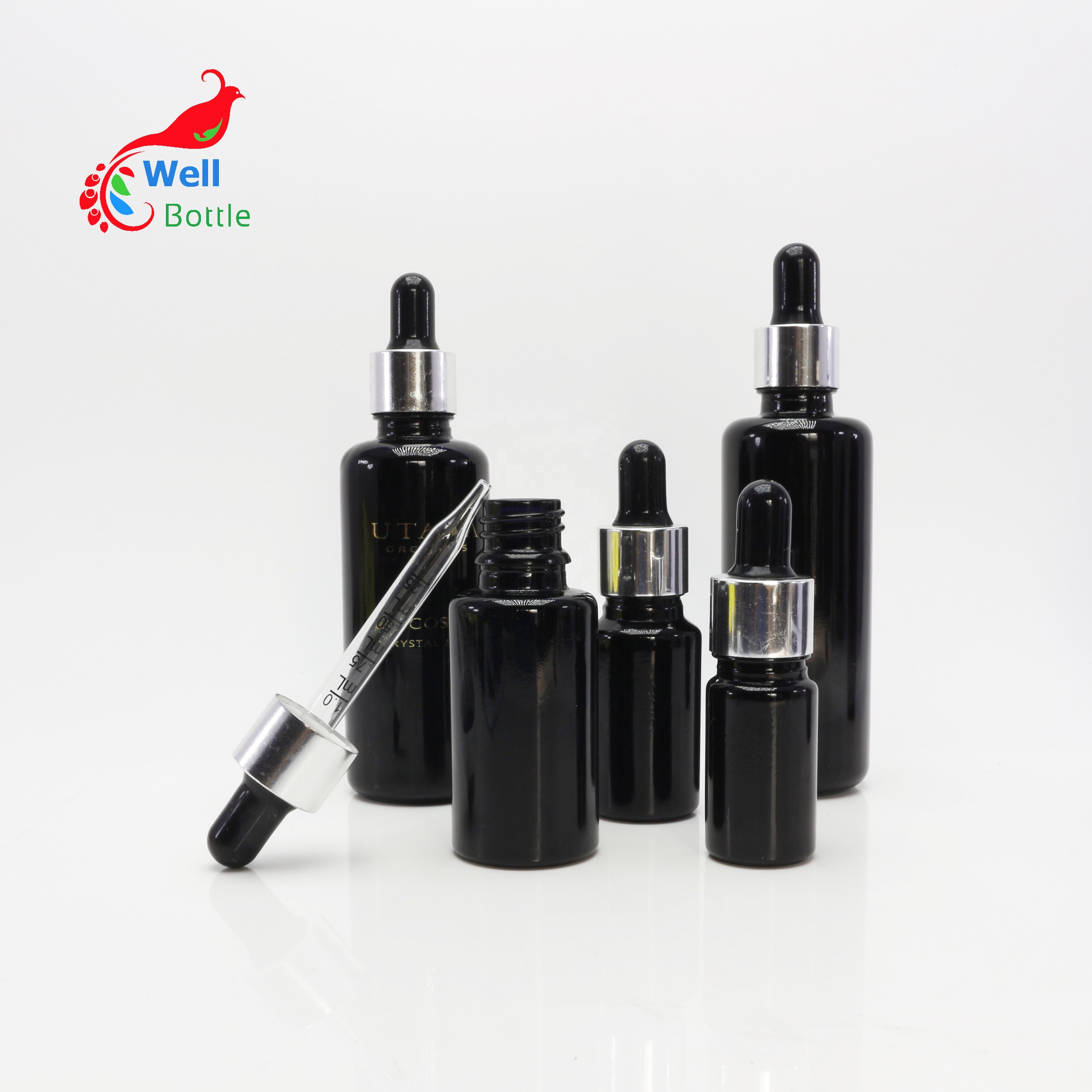Good supplier 50ml 100 ml black Dark violet Glass Bottle and Glass Jar Wholesale DV150E