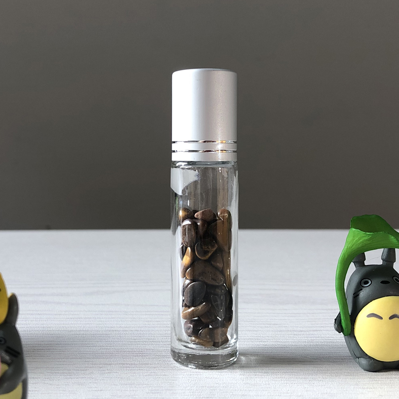 Gradient Gemstone Crystal Ball Essential Oil Glass Roller Bottles 10ml bamboo/metal lid 2020 for skin care for girls