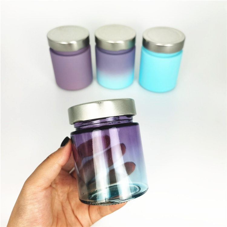Gradient color food grade glass for for free packaging food glass containers lead-colored 180ml 200ml 220ml