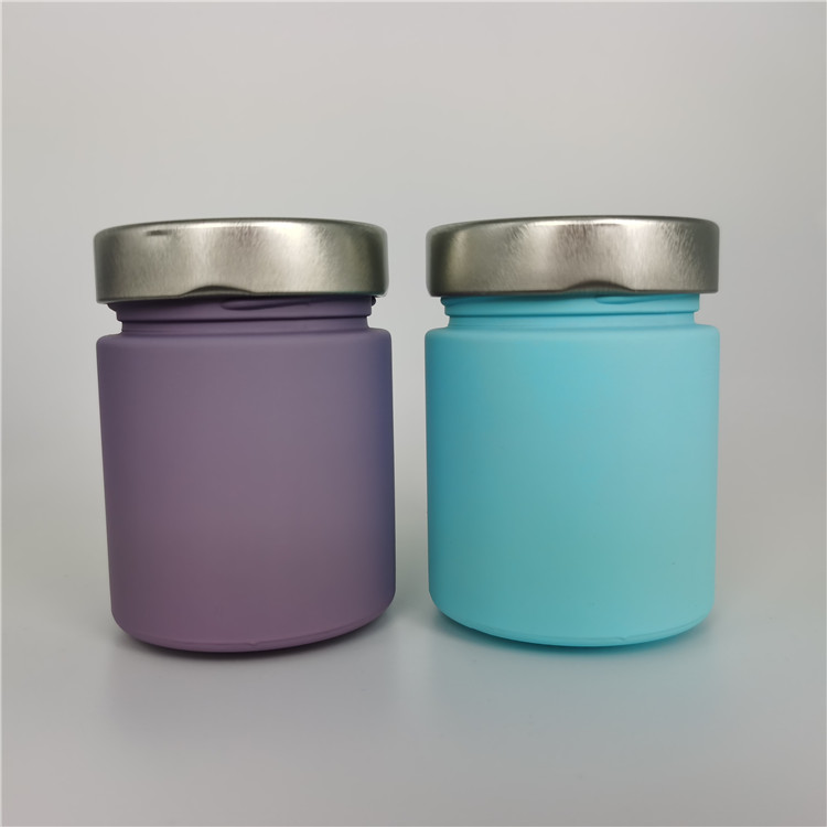 Gradient color food grade glass for for free packaging food glass containers lead-colored 180ml 200ml 220ml