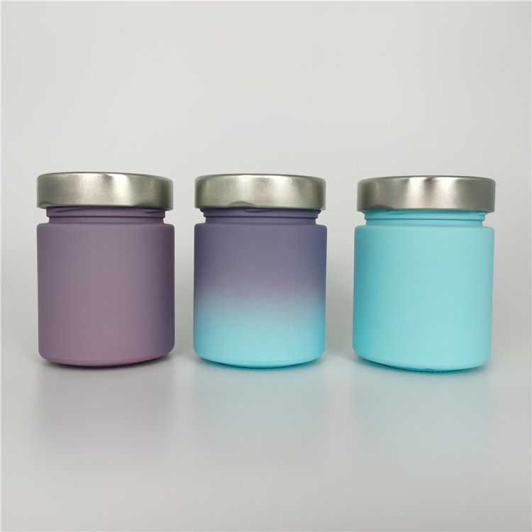 Gradient color food grade glass for for free packaging food glass containers lead-colored 180ml 200ml 220ml