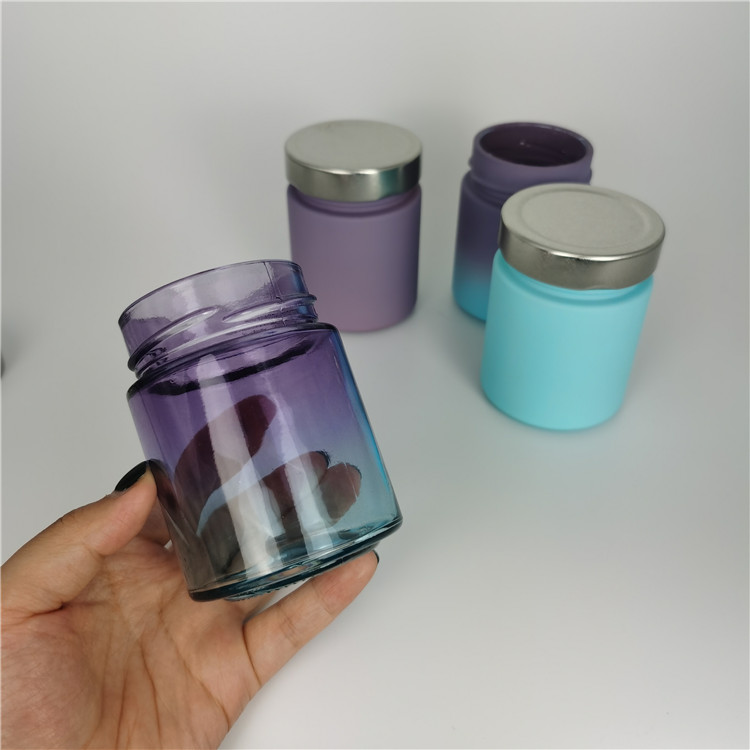 Gradient color food grade glass for for free packaging food glass containers lead-colored 180ml 200ml 220ml